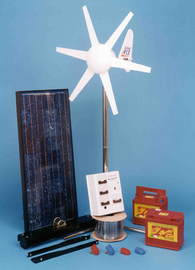 Solar panel and wind turbine