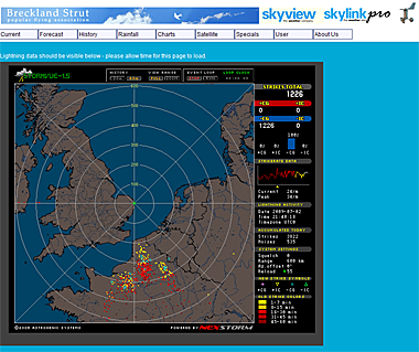 Screenshot of lightning detector page